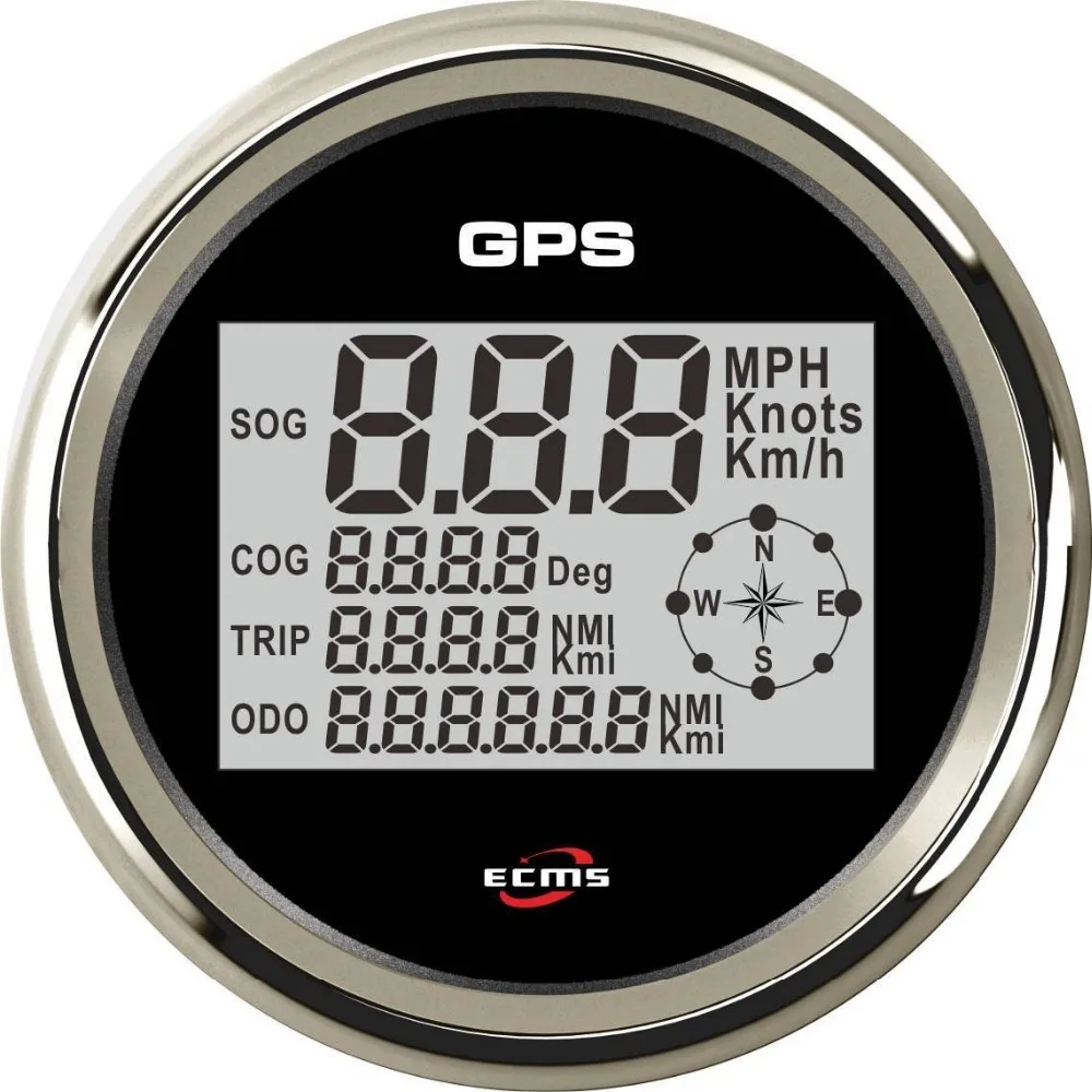 Дизайн Морская Лодка Автомобильный GPS Спидометр манометр 0-999Knot 9-32 в 85 мм 3,35 дюймов 316L хромированный ободок черный циферблат 902-00034
