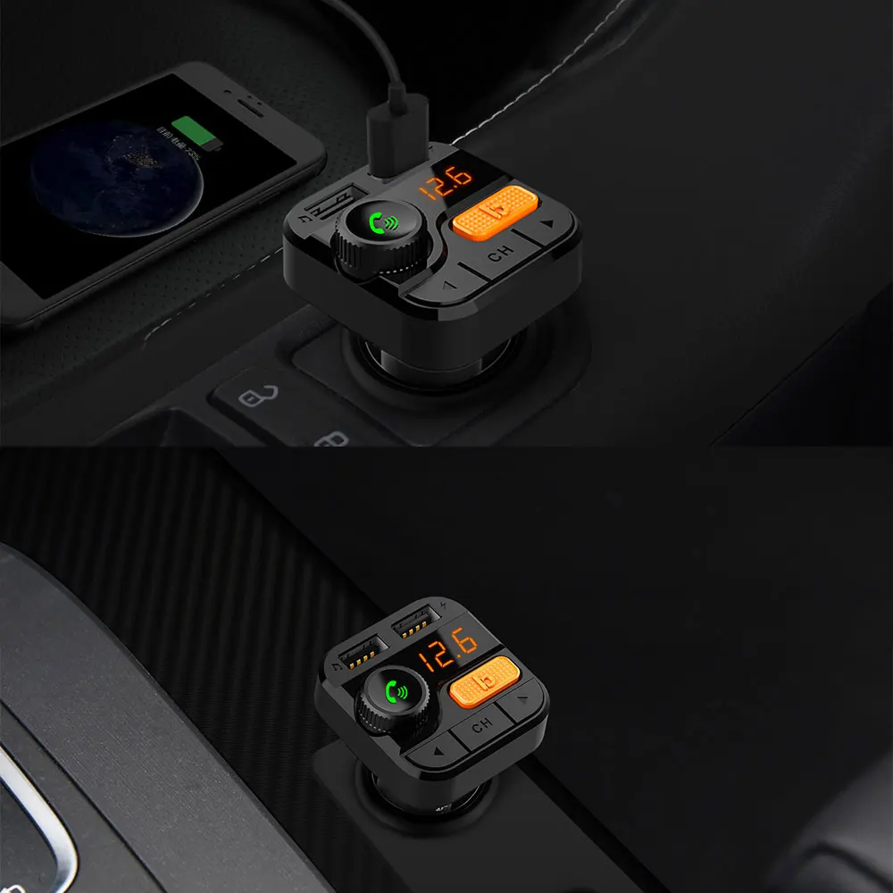 Бас двойной fm-трансмиттер с USB Bluetooth автомобильный комплект MP3 громкой связи bluetooth-микрофон портативная музыка TF карта умный игрок