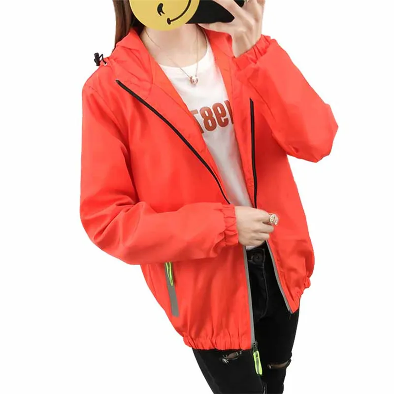

2019 Spring Autumn Short Jacket Women Plus size S-7XL Hooded Casual Outerwear Thin Tops Students Sportswear Windbreaker Coat 292