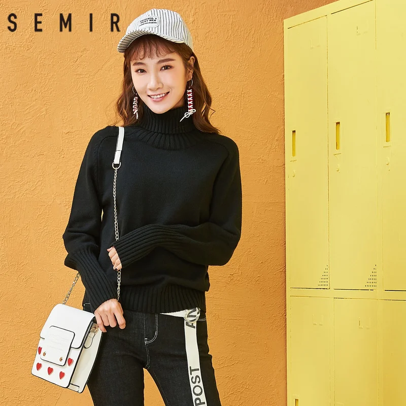 

SEMIR Sweater women 's winter new relaxed warm clothes slim high collar pullover sweater stretch padded clothing for female