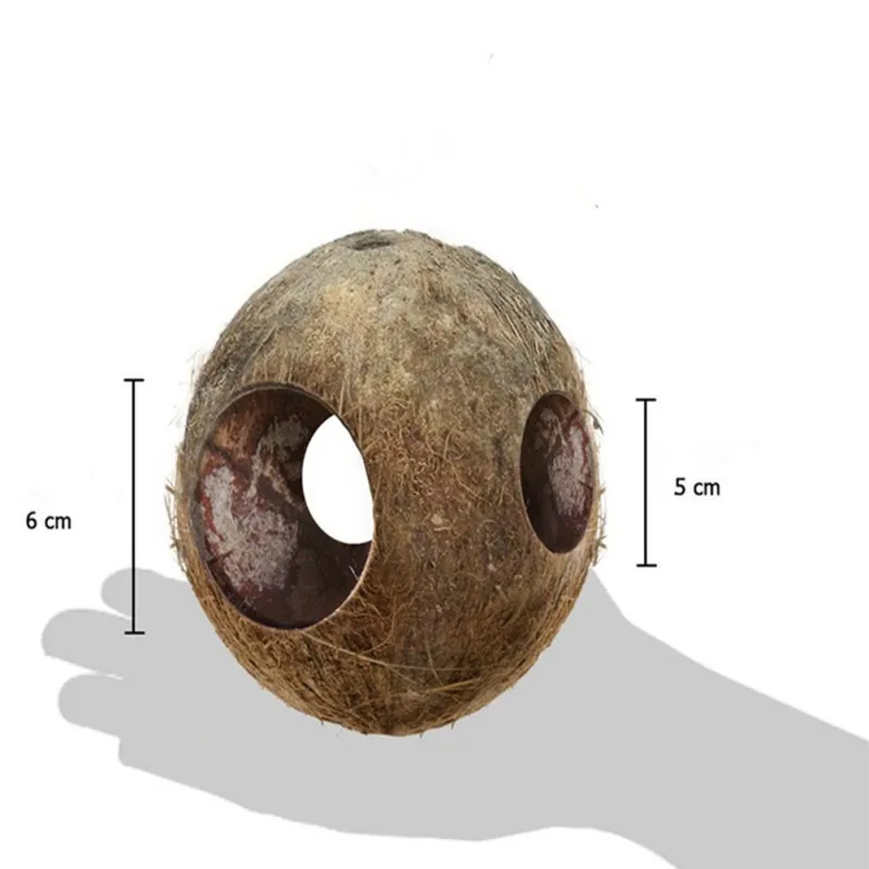 Кормушка для птиц попугай хомяк ящерица аквариум Кокосовая оболочка спасательный дом потайная пещера гнездо три отверстия Кокосовая оболочка Птичье гнездо