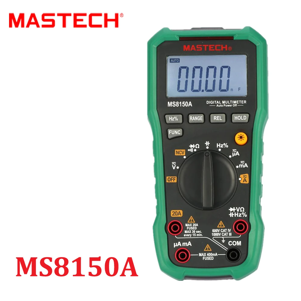 

Mastech MS8150A Digital Multimeter For Electrician Multimetro AC/DC Voltage current Resistance Capacitance Frequency Duty Meter