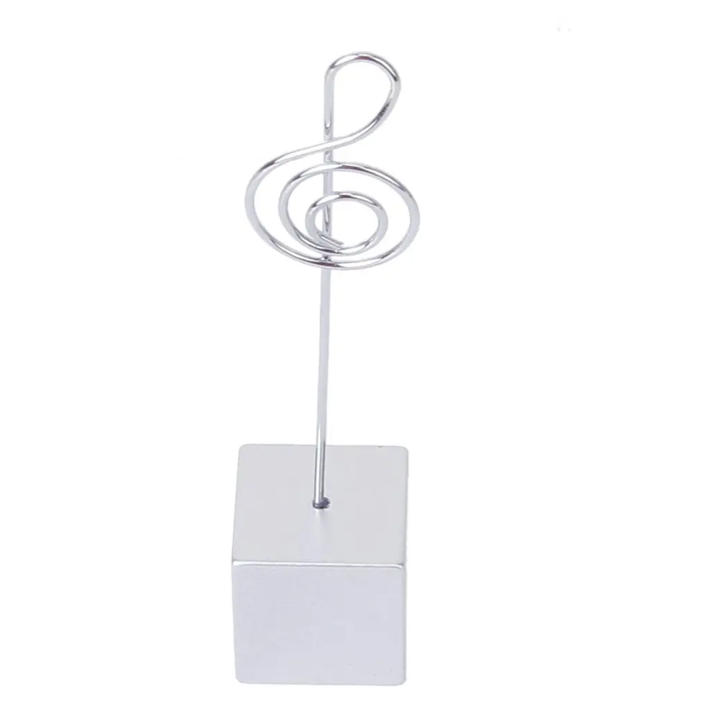 

Affordable Silver Cube Base Card/Memo/Photo Wire Clip Memo holder-Music Notation Shape