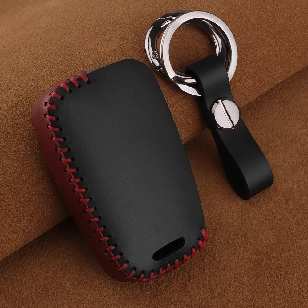 Dandkey Car Leather Key Cover Case 3 Button For Hyundai i20 i30 i35 iX20 iX35 Solaris Verna For Kia Rio K2 K5 Sportage Sorento