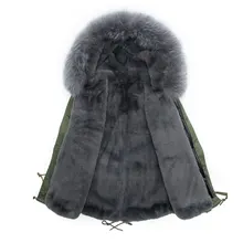 Новейший стиль хорошего качества Mr мех большой натуральный серый меховой воротник куртка с капюшоном пальто серая Меховая куртка мужская