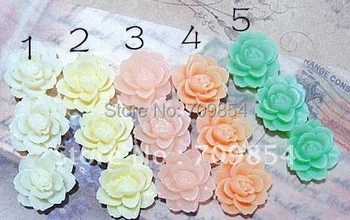 

free shipping!!! 50pcs/lot 18*45mm resin flower cabochon for pendant tray 5color phone decoration findings