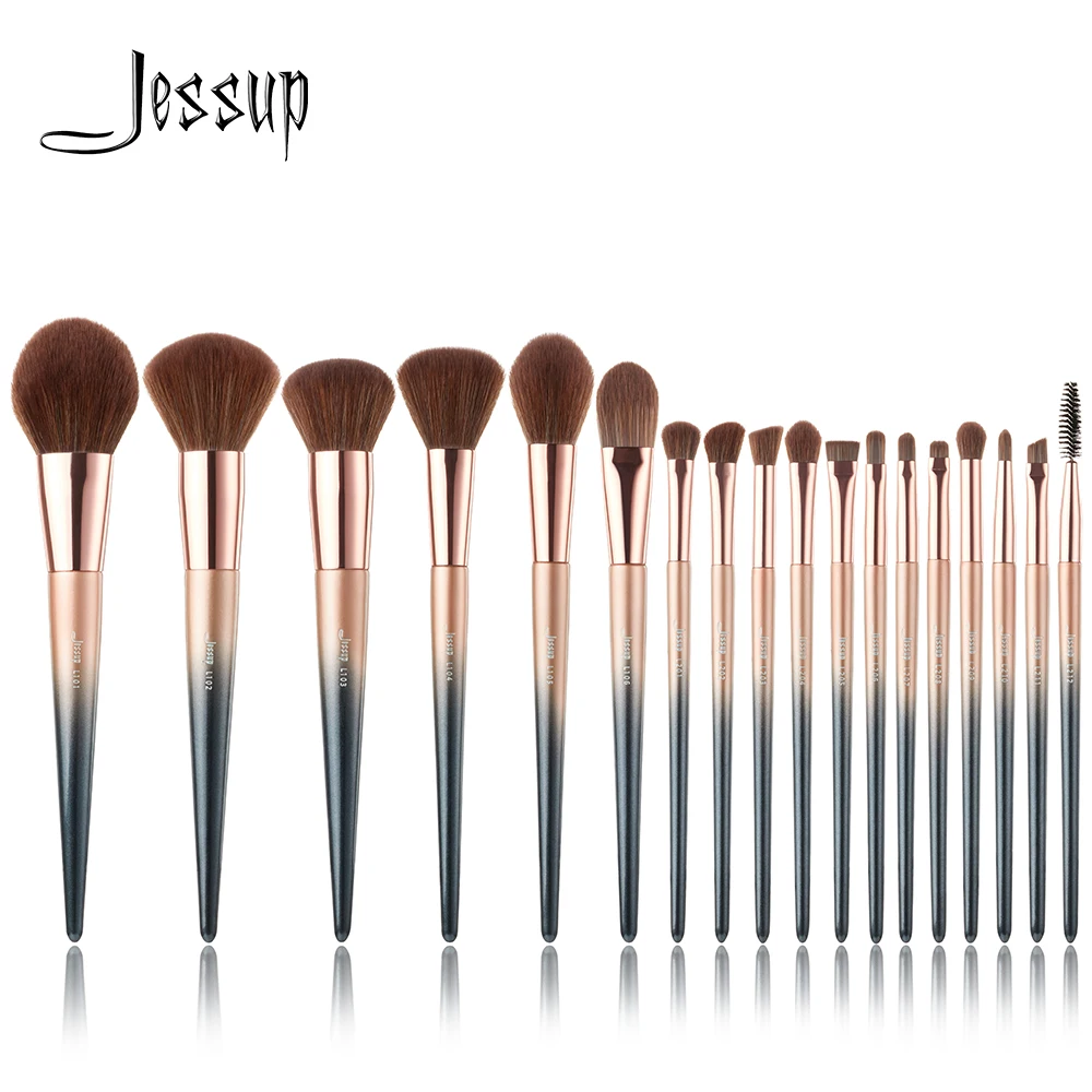 Jessup кисти, 18 шт., Звездные черные кисти для макияжа, набор, красота, пудра, Тональная основа, точный карандаш, тени для век, Кисть для макияжа