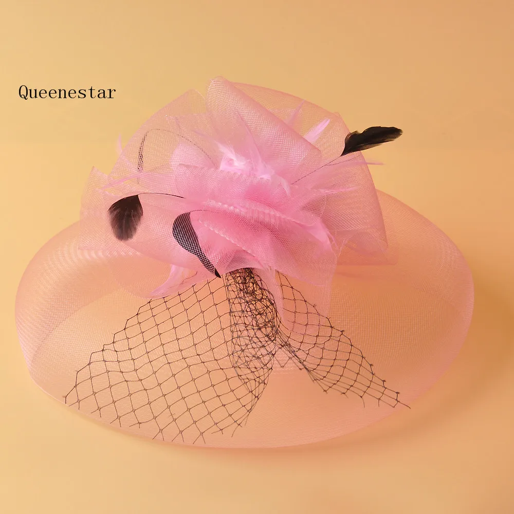 9 Цвета перо Fascinators головной убор зажим для волос синий зеленый Европейская Женская марли Цветочные Шпильки коктейльное Дерби вечерние