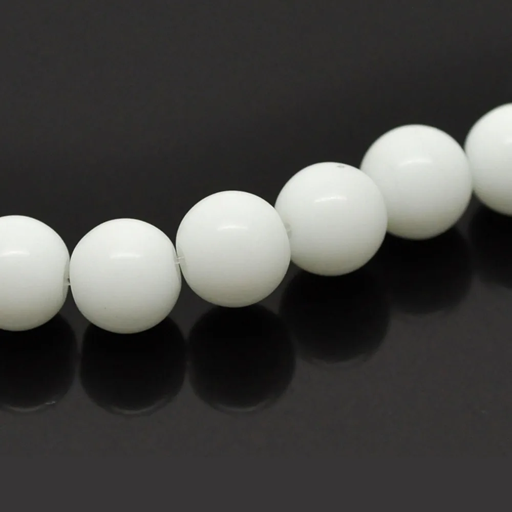 

Doreen Box hot- 2 Strands White Smooth Round Glass Loose Beads 8mm(3/8") Dia. (B21270)