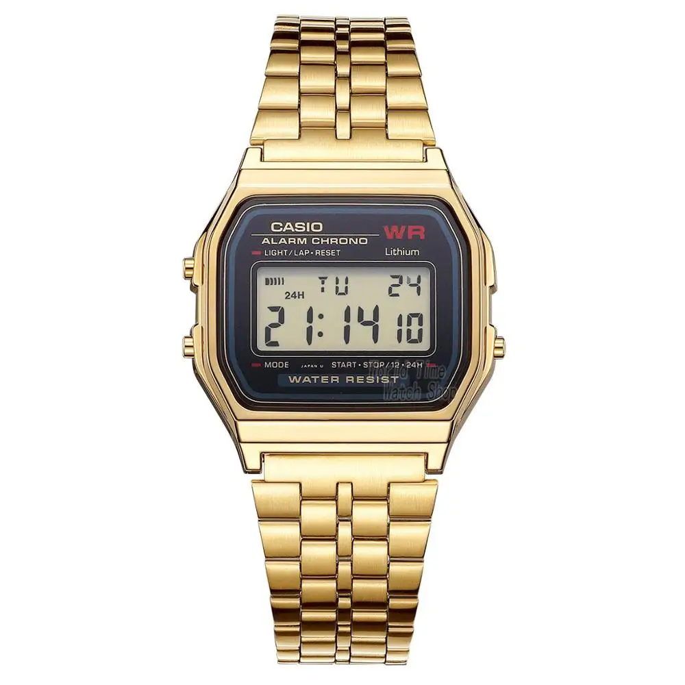 Casio часы золотые часы мужчины лучший бренд класса люкс LED цифровые водонепроницаемые кварцевые мужские часы спортивные военные наручные часы relogio masculino reloj hombre erkek kol saati montre homme zegarek meski - Цвет: A159WGEA1D-1