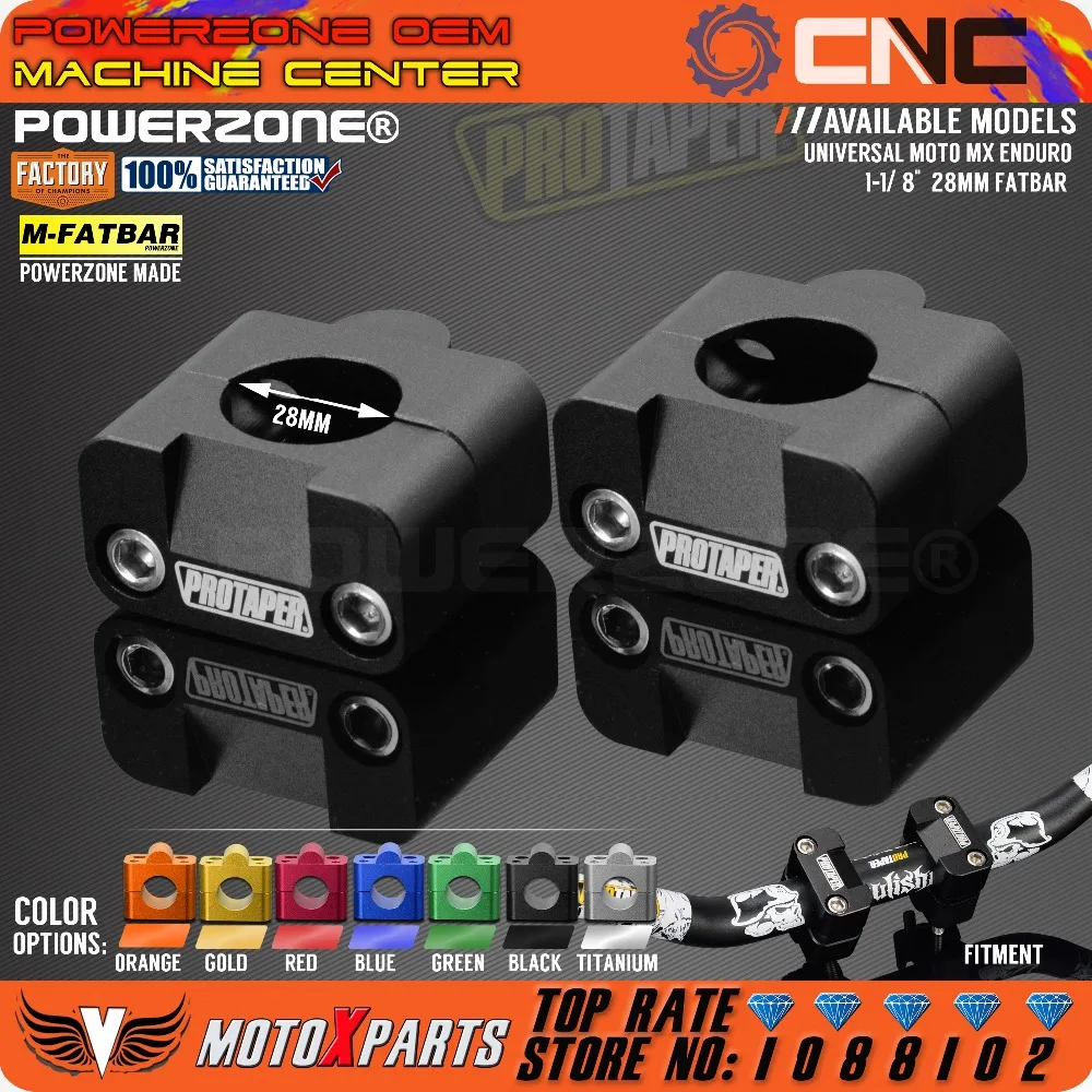 Pro Taper HandleBar Fat Bar Risers Mount Clamp Adapter 7/8 1 1/8