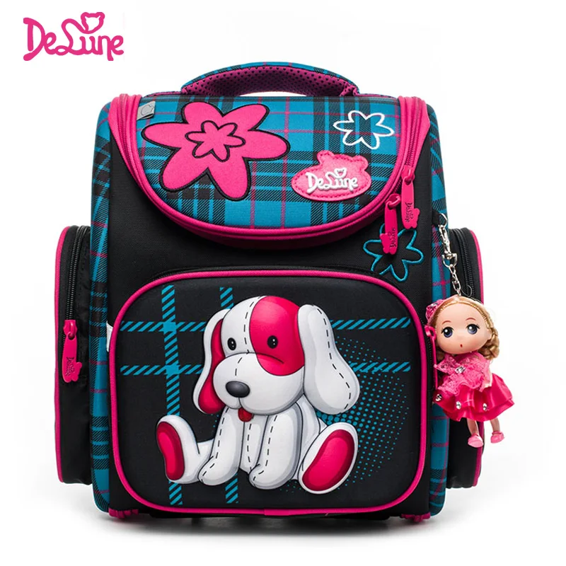 

2019 Delune 3D Cartoon School Bags Dog Backpack for Girls Boys Bookbag Satchel Children Orthopedic Backpack Mochila Infantil