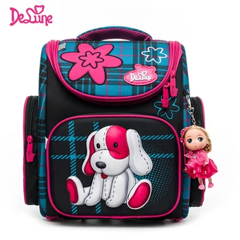 

Delune 3D Cartoon School Bags Dog Backpack for Girls Boys Bookbag Satchel Children Orthopedic Backpack Mochila Infantil