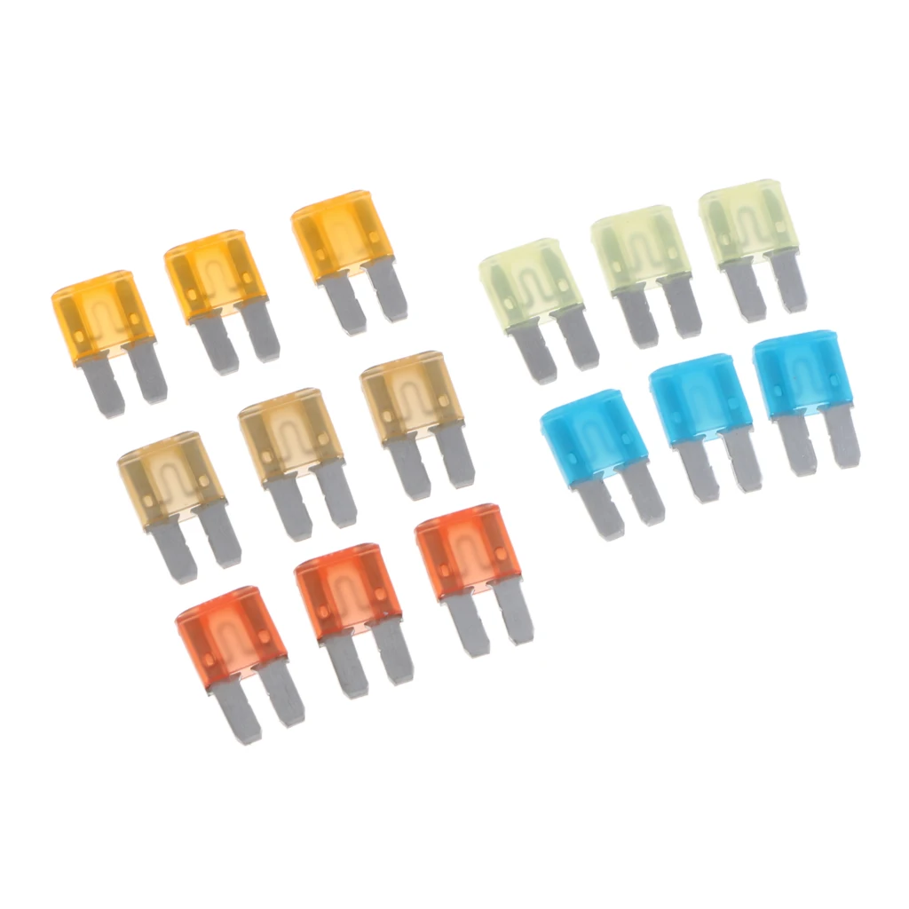 5 Set of 15 Pieces UNiversal Car Audio Micro 2 Blade ATR Fuse 5A 7.5A 10A 15A 20A Kits fusible amorce Auto Replacement