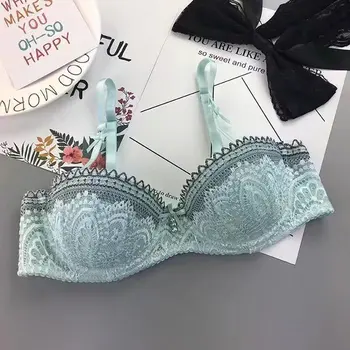 

With Fund Fresh Girl Thin Cotton Bras Sexy Lace Embroidery Underwear