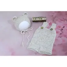 Мохер для вязания крючком шапочка-медвежонок наборы для новорождённых с капюшоном Ромпер брюки реквизит для фотосъемки Детский комбинезон детский вязаный комбинезон