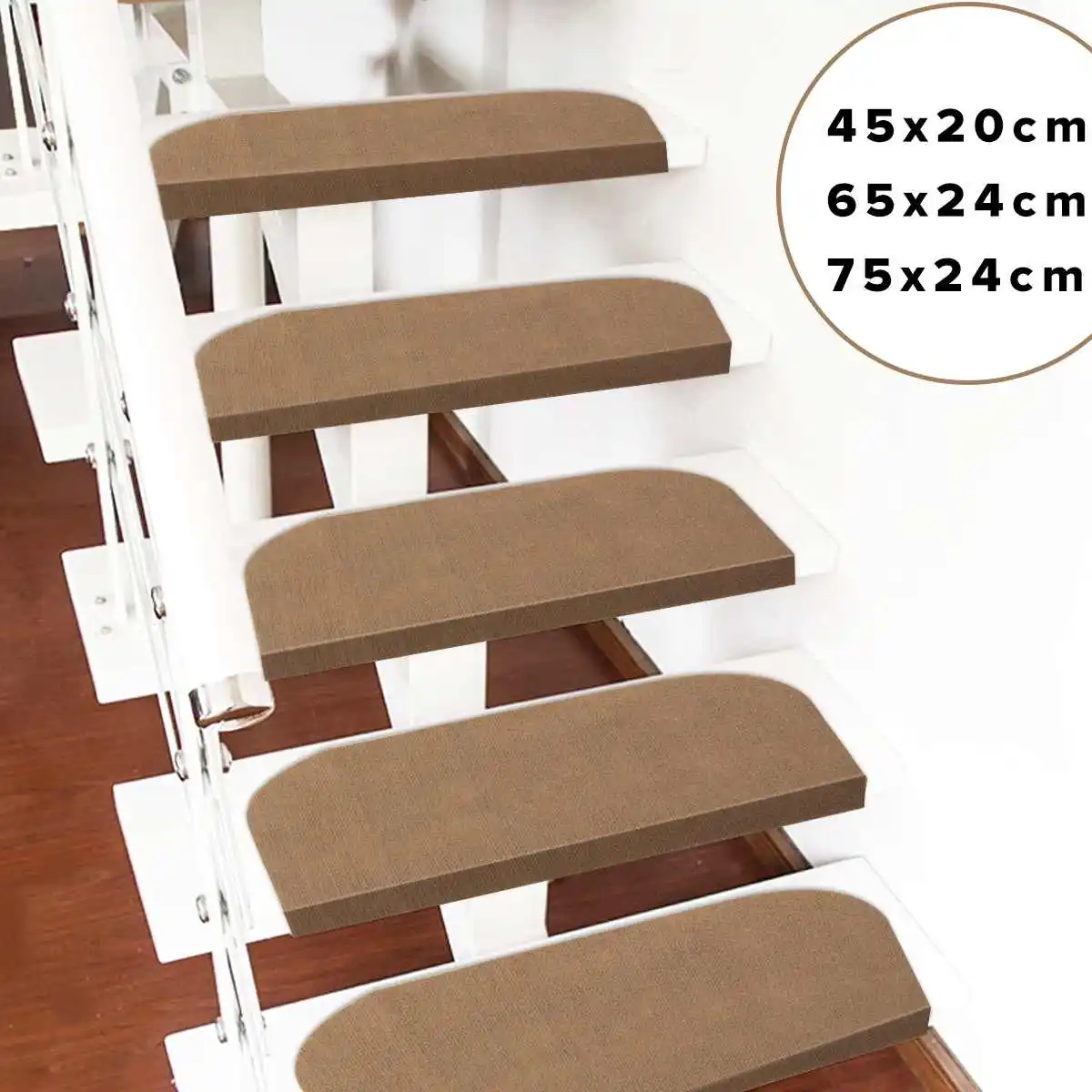 KiWarm 1Pcs Morden Stair Mat Brown Household Carpet Stair Pad Tread Non-Slip Step Rug 45x20cm/65x24cm/75x24cm Home Decoration KiWarm 1Pcs Morden Stair Mat Brown Household Carpet Stair Pad Tread Non-Slip Step Rug 45x20cm/65x24cm/75x24cm Home Decoration