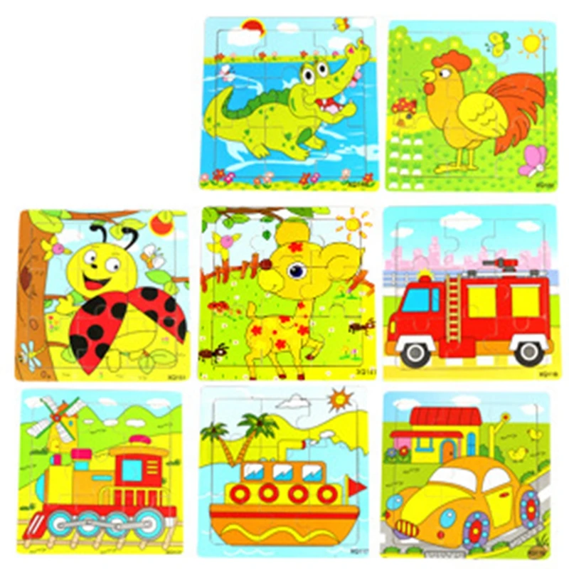 

Children's Wooden Puzzle Toys 14.6*14.6 CM Boy And Girls Cartoon Pattern Puzzles Board Toddler Kid Early Puzzles Educational Toy
