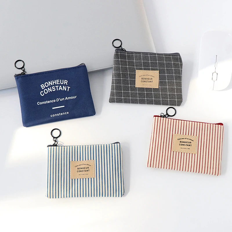 

New 2019 Women Men Canvas Wallet Card Key Mini Wallet Bag Small Zip Coin Purse Card Zipper Wallets Credit Card Key Ring Change