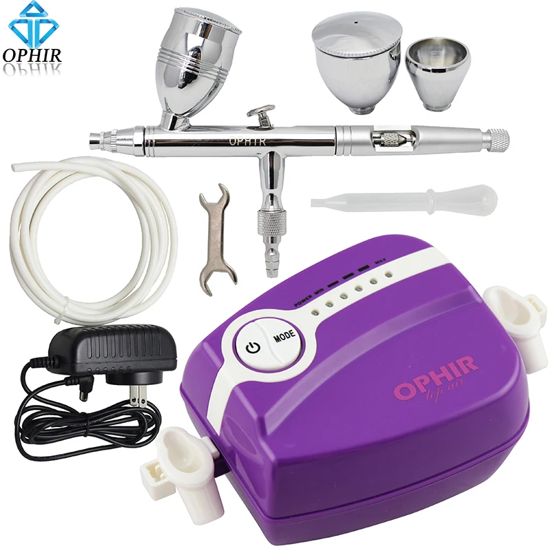 

OPHIR Portable 0.5mm Dual-Action Airbrush Kit with Mini Air Compressor for Nail Art Makeup Model Paint Airbrush Set_AC094P+AC006