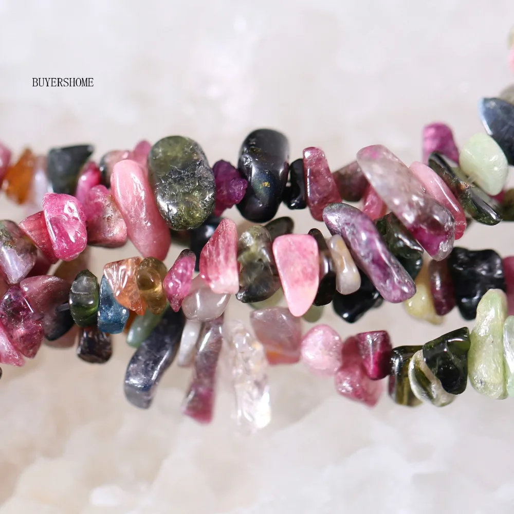 

Free Shipping Natural Stone 5x8MM Mutli Color Tourmaline Chip Loose Beads For Making Jewelry String 35" S050