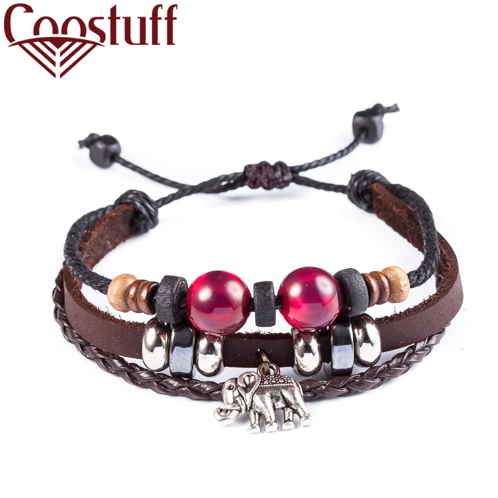 

Real leather bracelets for women Elephant Men jewelry pulseira masculina pulseira feminina erkek bileklik Punk bracelet femme