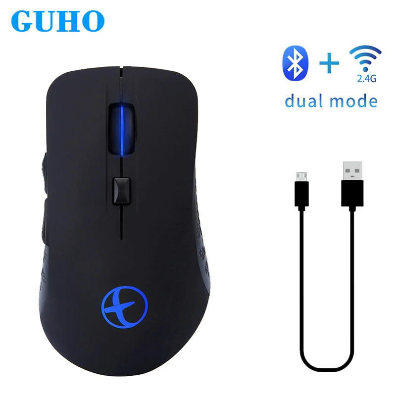 

GUHO Rechargeable Bluetooth Mouse 4.0&2.4G Dual Mode Wireless Gaming Mause Mouse Inalambrico Recargable for PC Mac LaptopTablet