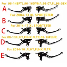 Zestaw dźwigni sprzęgła i hamulca regulatora czarny/chrom dla Harley Sportster 883 1200 Touring Dyna Road King Softail 08-17