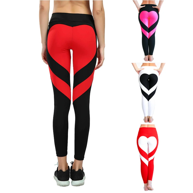 

S-3XL Heart-shaped Hip-lifting Fitness Yoga Leggings Women Beathable Quick-dry Workout Leggings Elastic Gym Sports Skinny Pants
