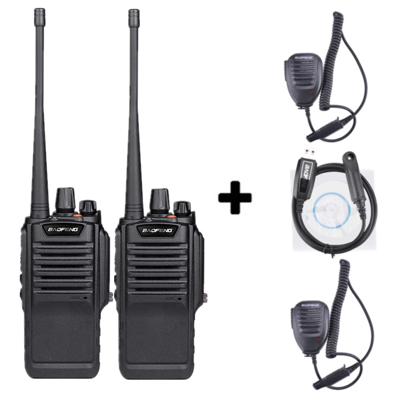 2 шт. Baofeng BF-9700 высокое Мощность иди и болтай Walkie Talkie BF 9700 дальний радиостанцией Профессиональный Ham Радио УВЧ радио Comunicador 10 км - Цвет: Add 2mic1cable