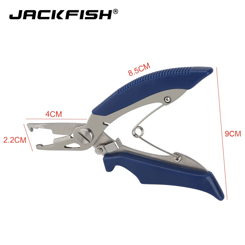 JACKFISH 2 الألوان كماشة الصيد مع حزمة مقص الخط القاطع إزالة هوك الأسود/الأزرق الصيد معالجة أداة