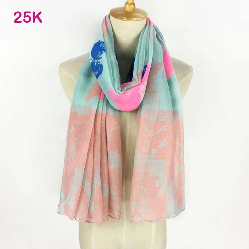 

Very pretty butterfly design cotton voile spring printed lady fashion shawl long size women hijab scarf soft