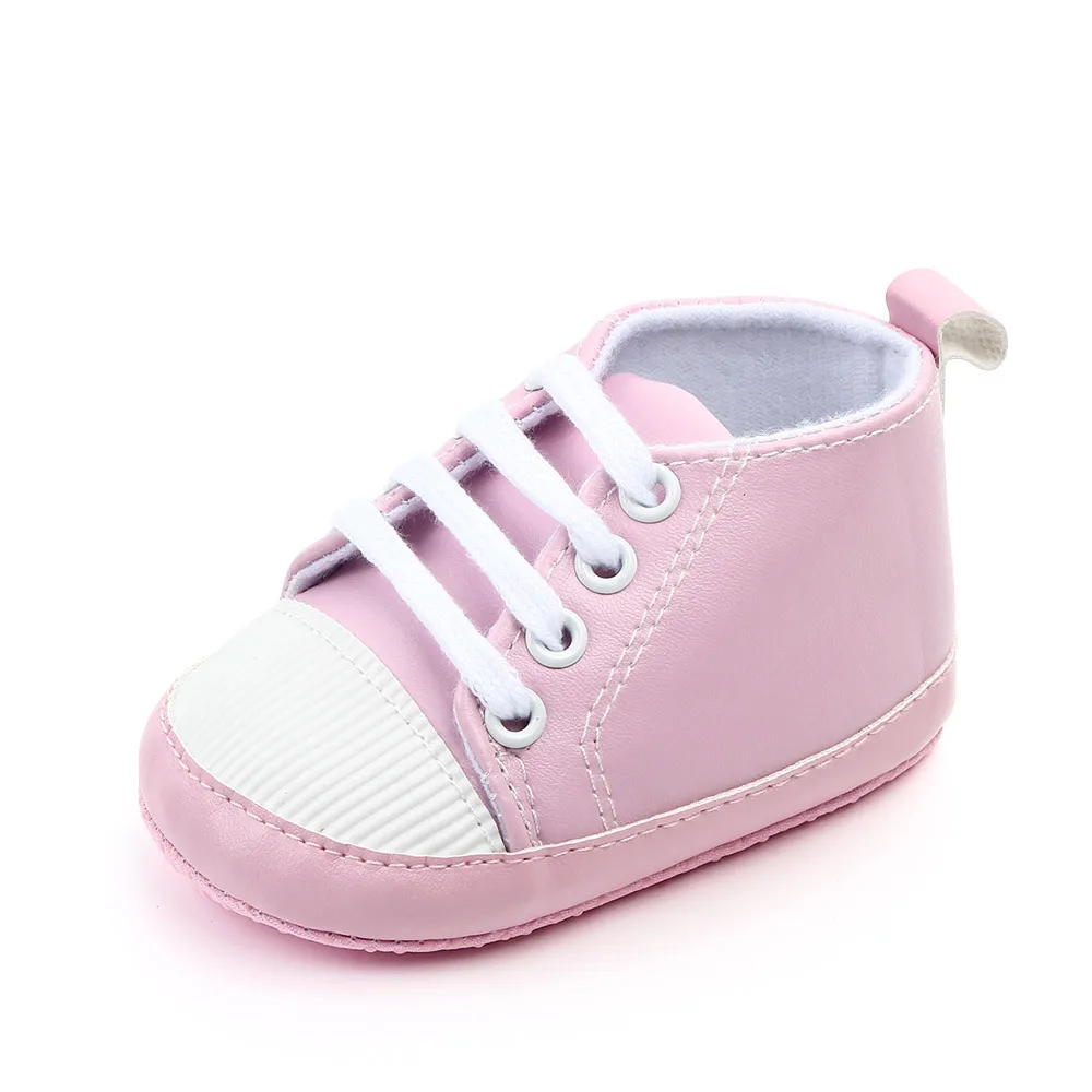 Детская обувь; кожаные туфли для малышей из искусственной кожи; Спортивная повседневная однотонная обувь для новорожденных мальчиков и девочек; мягкая нескользящая обувь