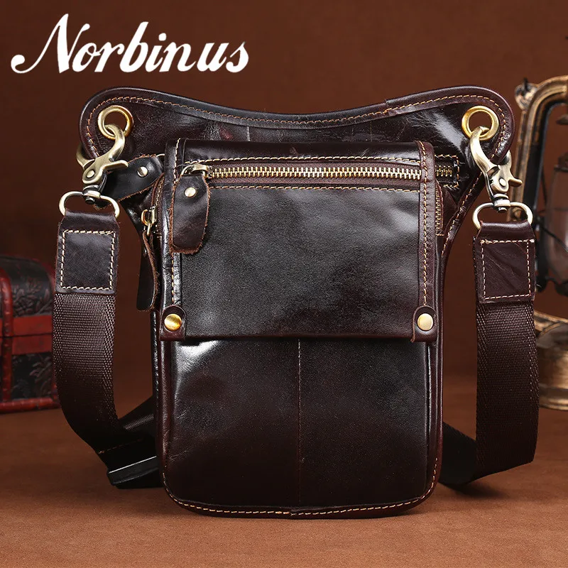 

Famous Brand Men Genuine Cowhide Leather Waist Drop Leg Packs Male Messenger Bags Retro Fashion Shoulder Hip Belt Phone Bag