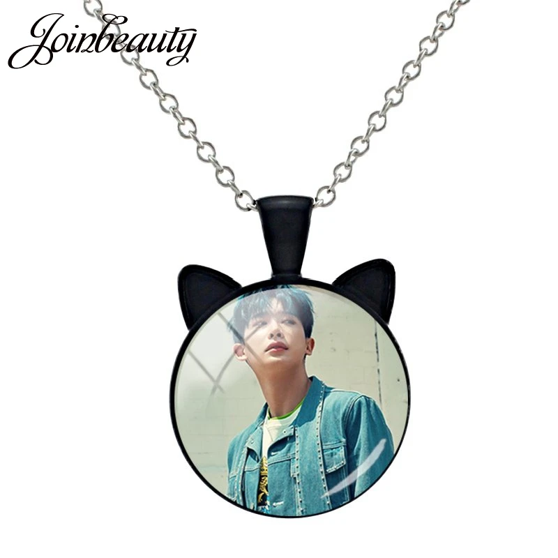 JOINBEAUTY, модное винтажное ожерелье Kpop Monsta X с кошачьими ушками, кулоны из стекла, ожерелье для мужчин и женщин, аксессуары MN07 - Окраска металла: MN05