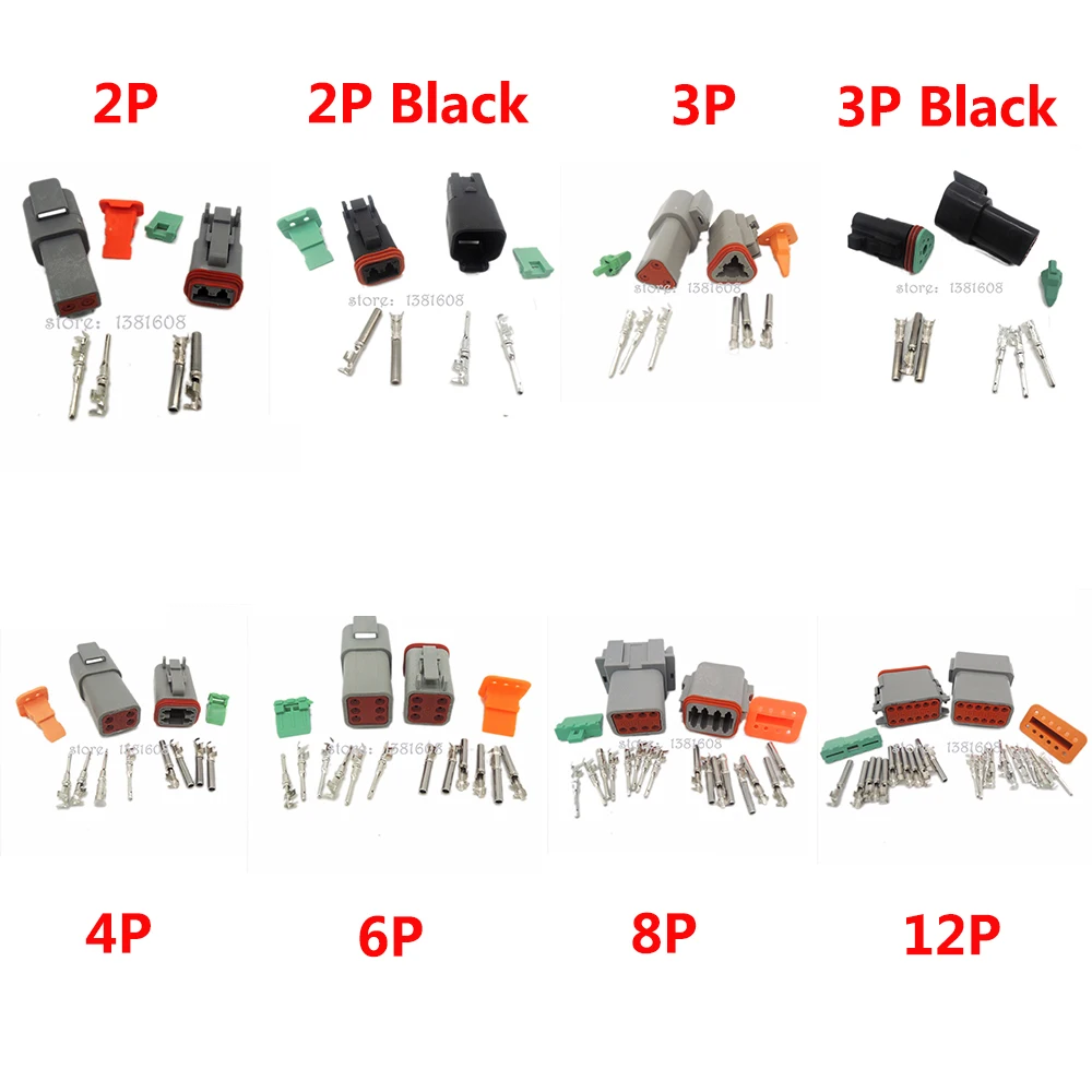 

10 Sets Deutsch DT06/DT04 2/3/4/6/8/12 Pin Waterproof Electrical Wire Connector Plug Kit 22-16AWG for Car Bus Motor Truck