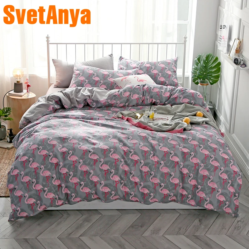 

Svetanya 100 Cotton Bedding Set (Sheet Pillowcase Duvet Covet) Flamingo Linens EU US JAPAN AU RU Single Double Queen Full size
