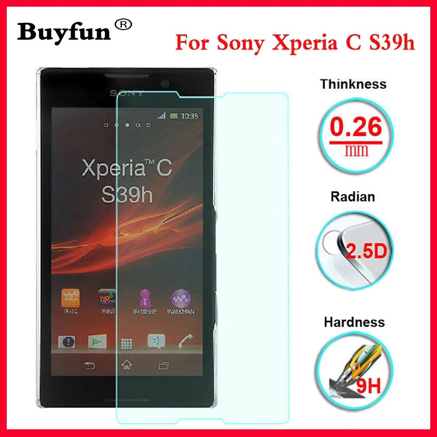

Screen Protector Tempered Glass For Sony Xperia C S39h CS39h 2305 C2304 C2305 S39 2.5D Phone Premium Protective Film Case Glass