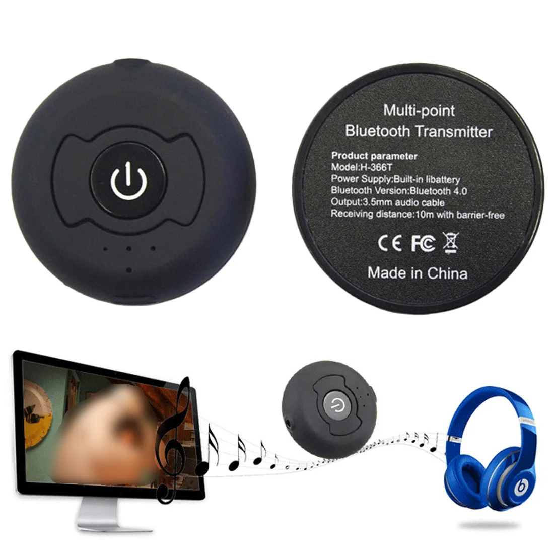 

Bluetooth 4.0 Transmitter 3.5mm Audio Multipoint Stereo Adapter Car Wireless Bluetooth Music Transmitter For PC TV Speaker