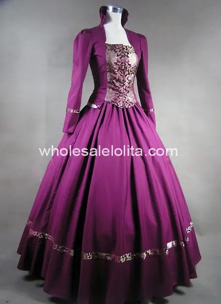 Фиолетовая Готическая викторианская парчовая одежда бальное платье - Цвет: Лаванда