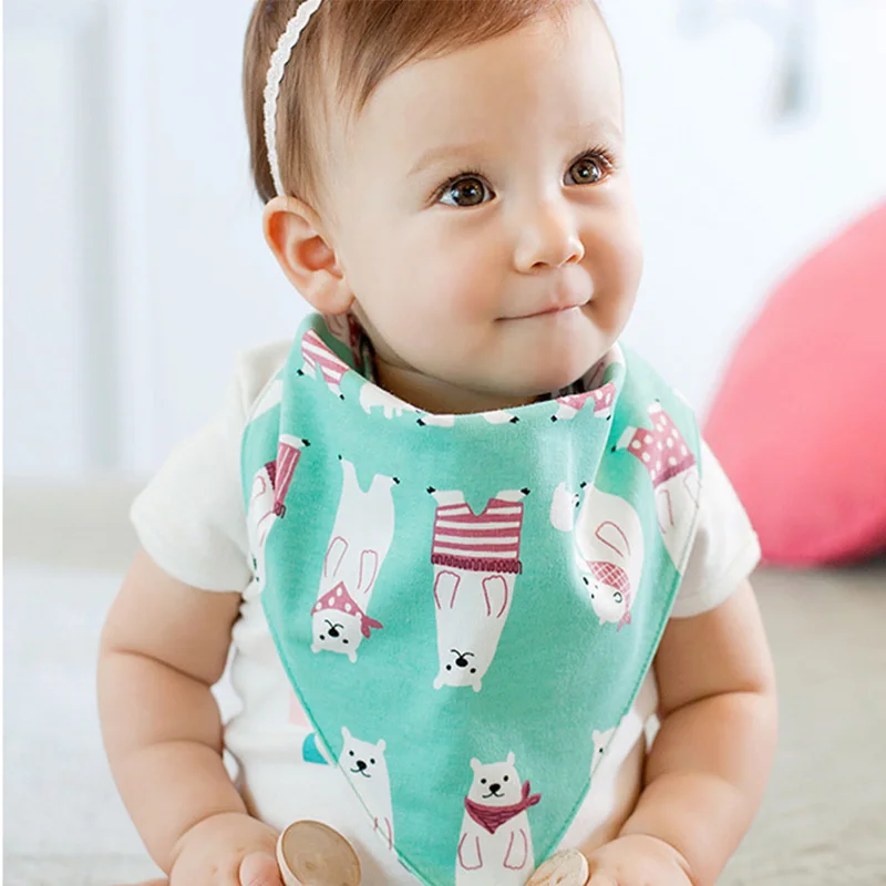 

DreamShining Baby Bibs Cute Scarf Double Layers Newborn Bandanas Burp Cloths Triangle Apron Print Saliva Towel Children Bibs