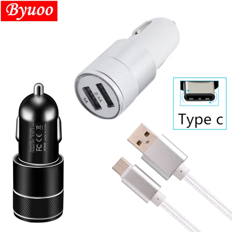 2.1A USB fast Car charger adapter &amp 1m Type c usb cable For Xiaomi mi a1 a2 Mi7 huawei p20 Galaxy s8 s9 One plus 6 5t LG G6 V20 |