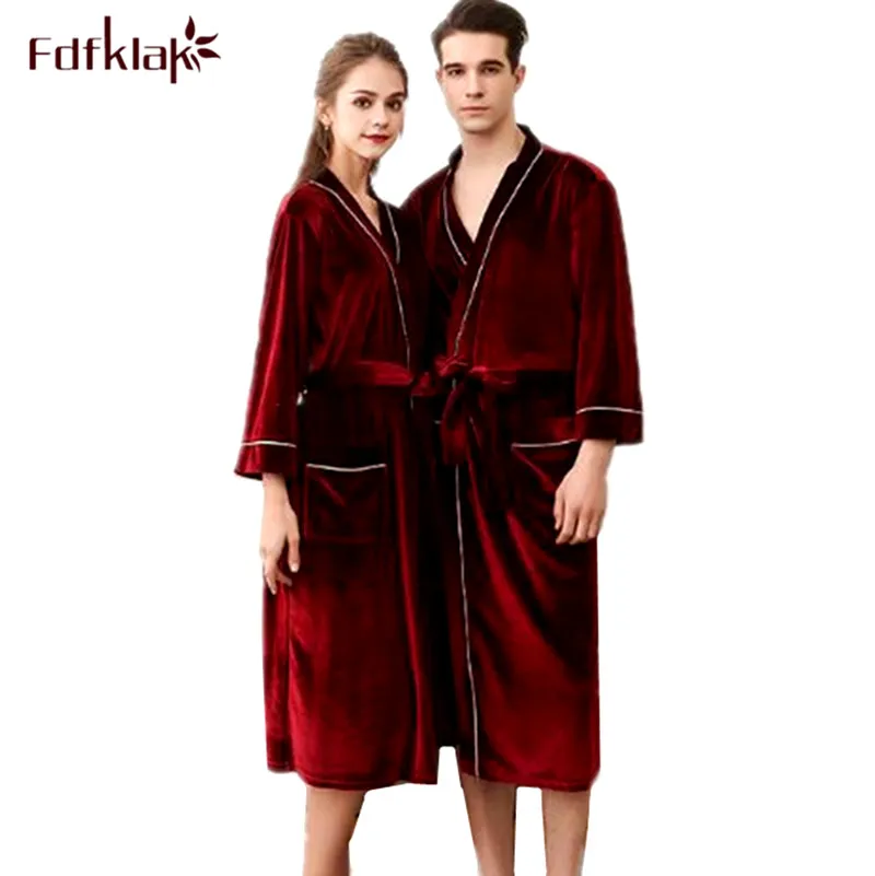 Fdfklak Plus size gold velvet robe women long sleeve autumn winter