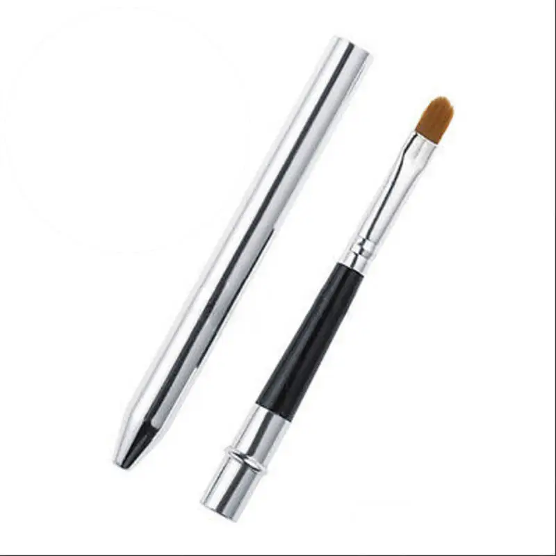 

Plegable oro plata labios maquillaje cepillo pluma Metal mango cosmético brillo de labios pincel para brillo de labios