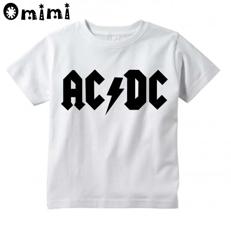 Детская футболка в стиле хип-хоп с графикой AC/DC Rock, красивые повседневные топы с короткими рукавами для мальчиков и девочек, детская летняя белая Милая футболка - Цвет: oHKP2219A