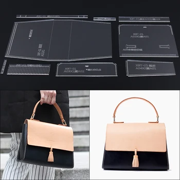 

DIY handmade leather version pattern acrylic lady handbag design die laser cutting template 25x18x7cm