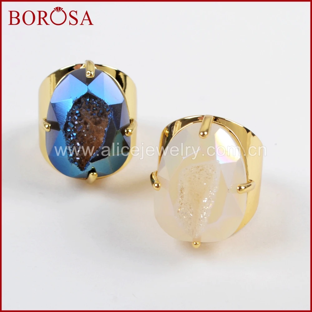 BOROSA 5 шт. оптовая продажа Золотое кольцо в форме яйца с когтями из титана