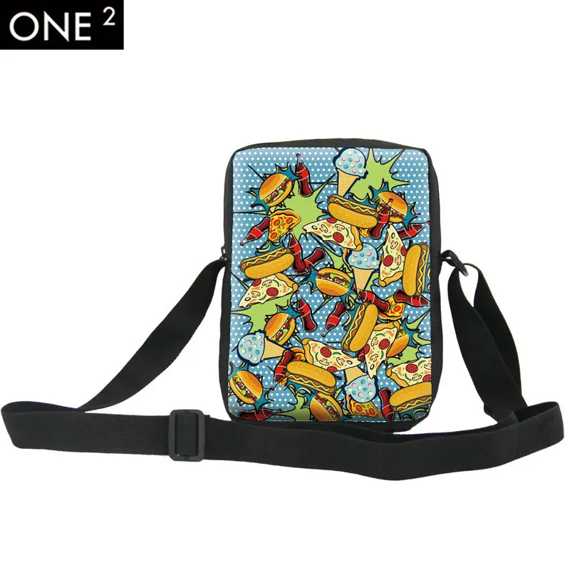 New Hamburger Printing Male Bag High School Students College Wind Shoulder Bag Casual Canvas Bag Diagonal