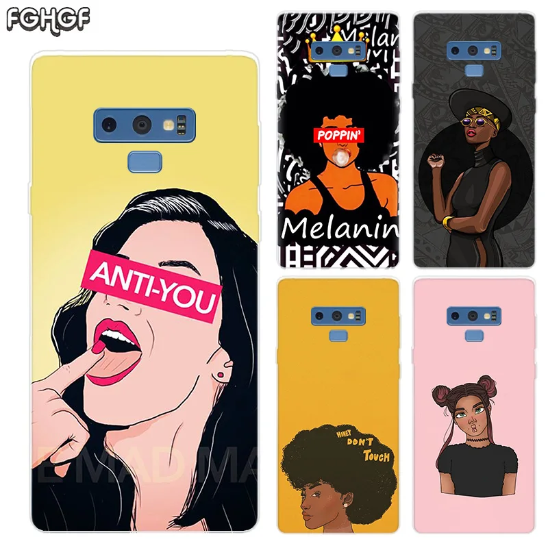 Black Girl Melanin Poppin Transparent Soft Print Hull Shell Case For Samsung Galaxy Note 8 9 5 4 3 C5 C7 C8 C9 Cover |