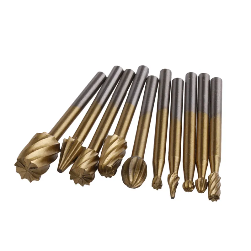 

10Pcs Engraving Cutter Woodworking Tools Grinding Electric Rotary File Head Bit New